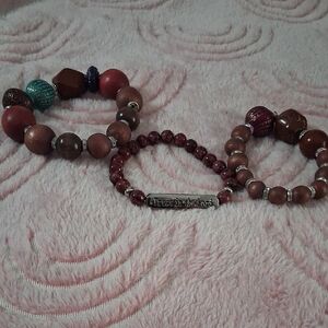 Elegant Wooden Beaded Bracelet Set